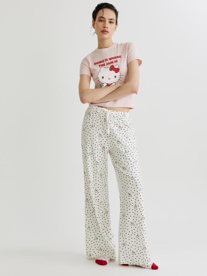 Домашние брюки Sela Hello Kitty, белый, арт. 39117