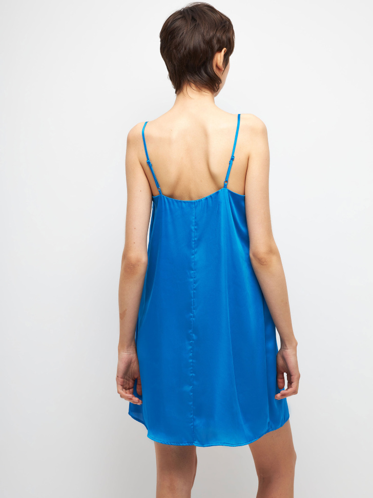 Короткое сатиновое платье (синий, L) sela 4680129527945 - фото 4
