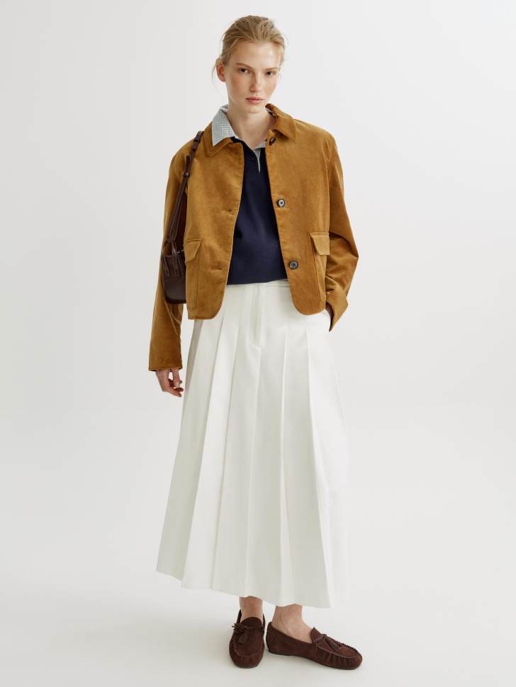 Юбка SELA миди в складку из тенселя, бежевый, арт. 42036