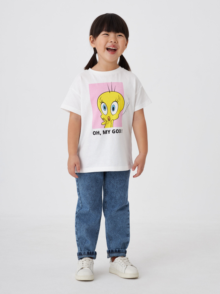 

Джинсы Mom fit для девочек, Синий