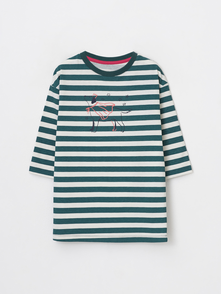 Ночная сорочка в полоску для девочек (принт, 116-122)