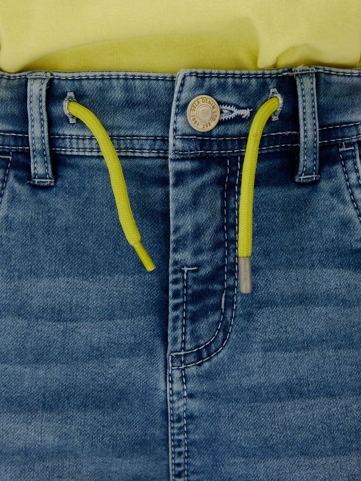 Джинсовые шорты со шнурком на поясе для мальчиков (синий, 122/ 7-8 YEARS) sela 4603375662567 - фото 2