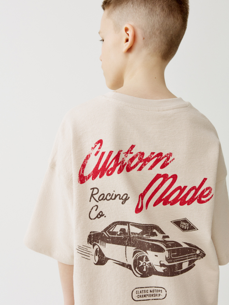 Футболка оверсайз Sela с принтом, бежевый, арт. 52622