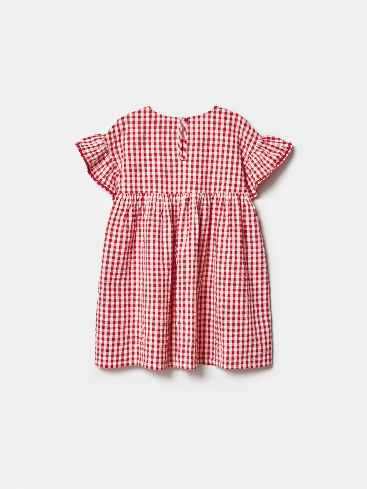 хлопковое платье оверсайз в клетку для девочек из россии вид сбоку