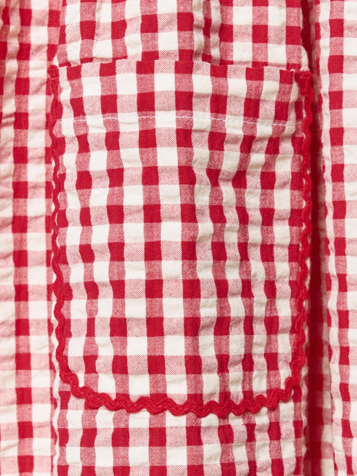 хлопковое платье оверсайз в клетку для девочек из хлопка спереди