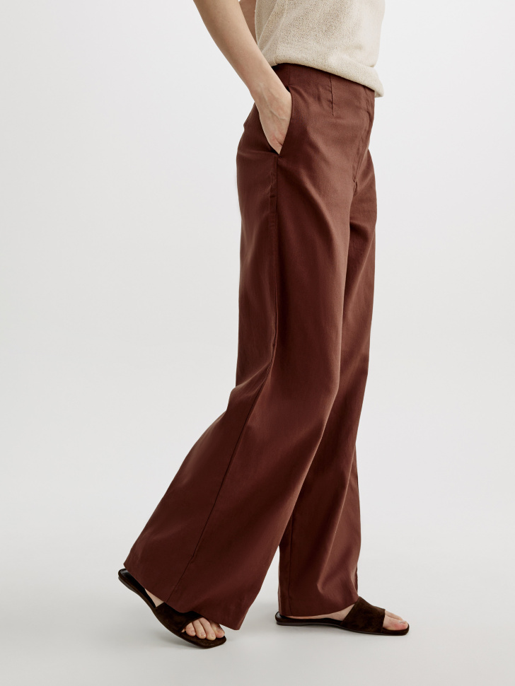 прямые брюки из смесового хлопка и льна по цене 3999 руб вид справа