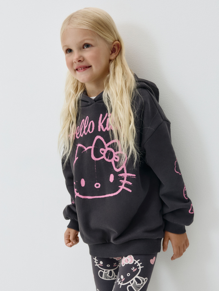 Худи с принтом Hello Kitty для девочек. Фото №5