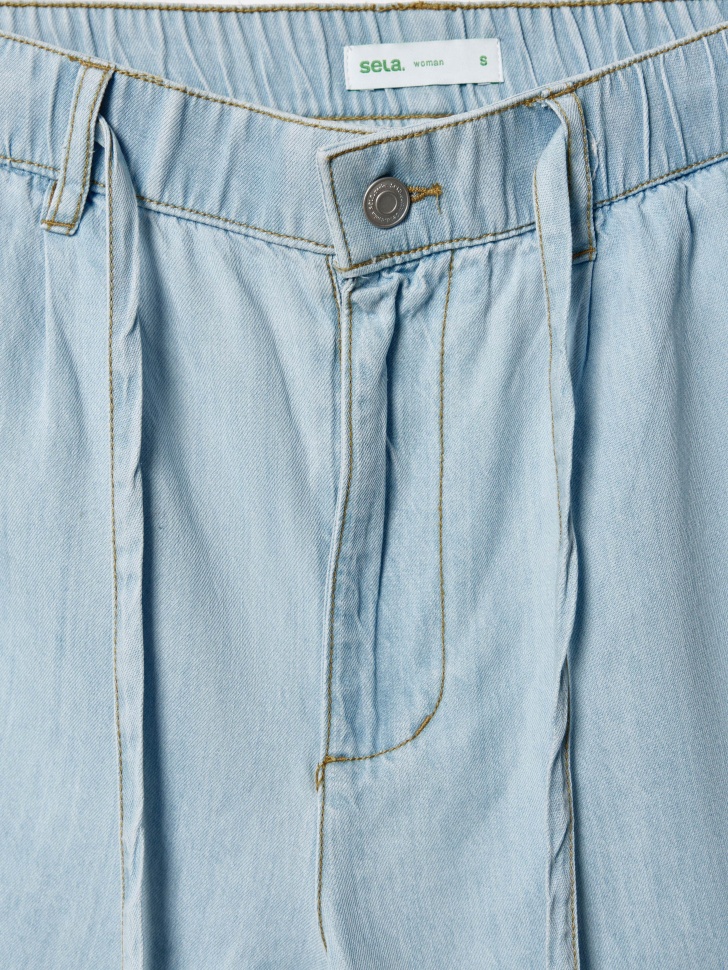 джинсовые шорты из смесового лиоцелла из хлопка спереди