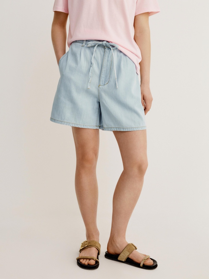 джинсовые шорты из смесового лиоцелла от бренда sela вид слева