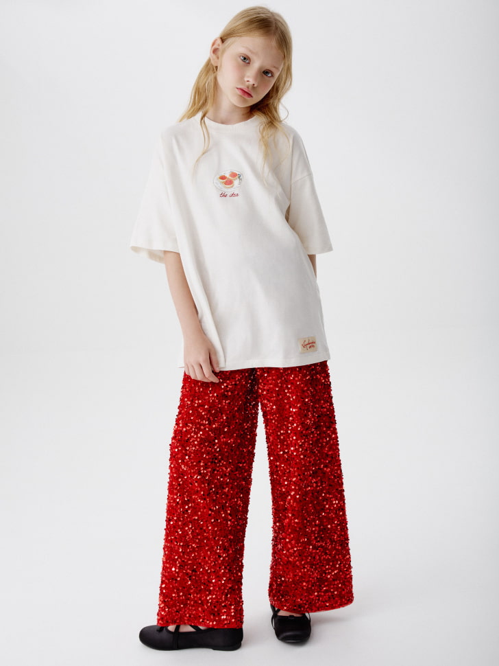 широкие брюки с пайетками для девочек 4610517142306 фотография