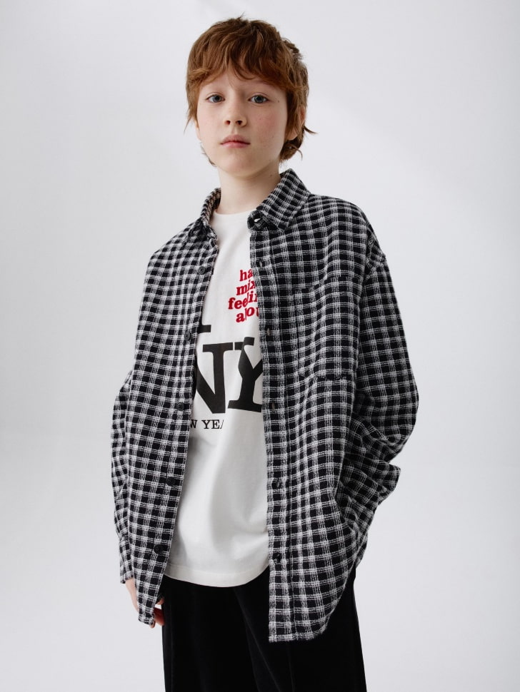 рубашка в клетку оверсайз для мальчиков 4680798627700 фотография