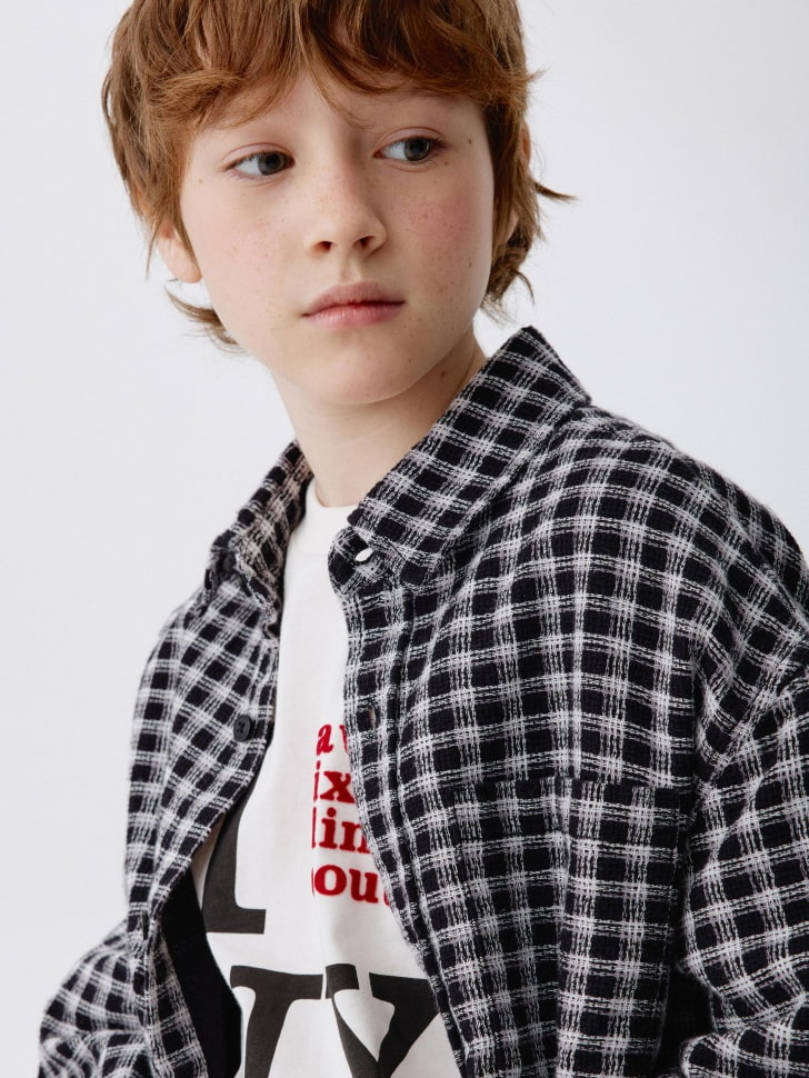 рубашка в клетку оверсайз для мальчиков 4680798627700 в интернет магазине