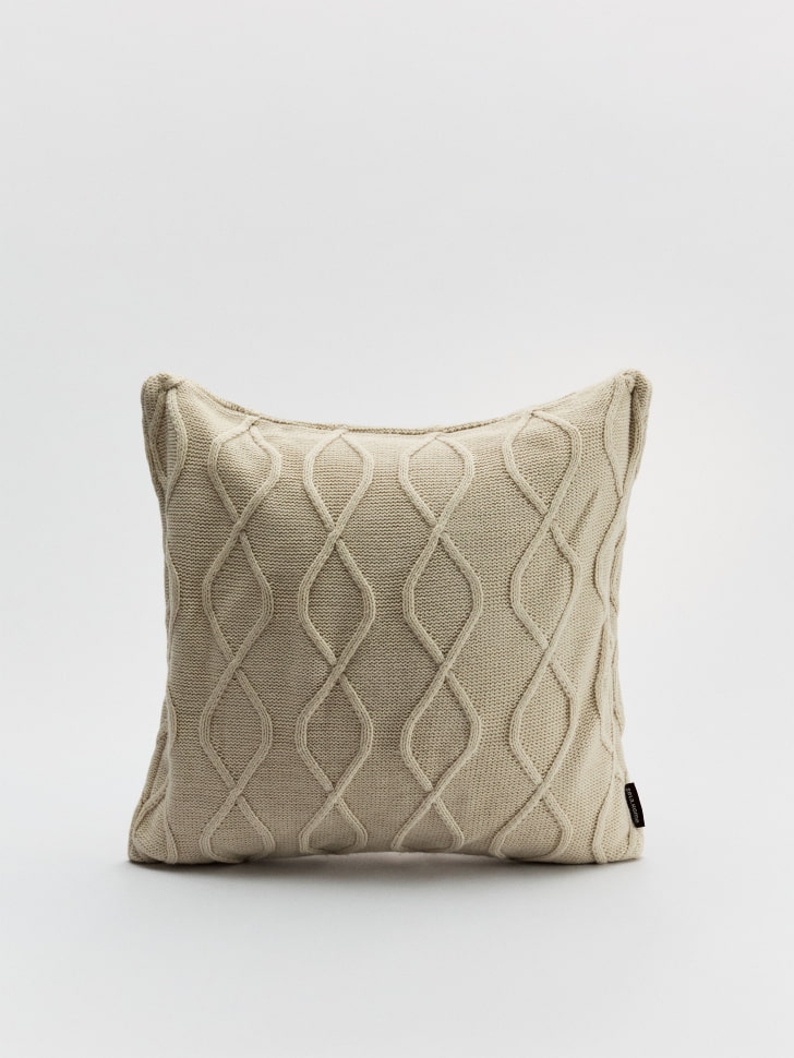 Вязаный чехол для декоративной подушки, бежевый, арт. 00000