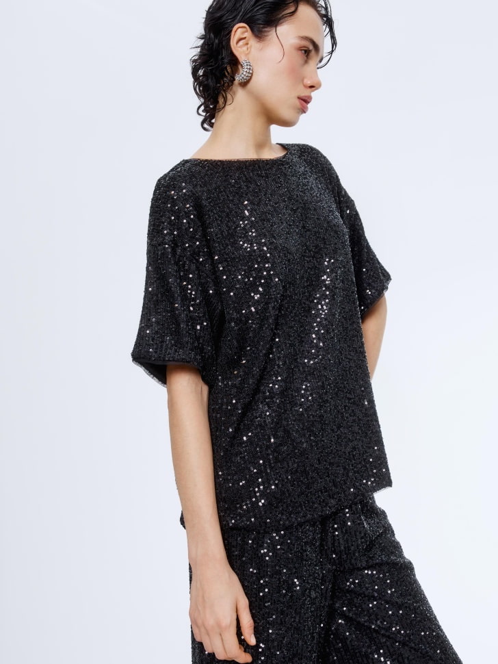 футболка оверсайз с пайетками 4680798749907 купить с доставкой