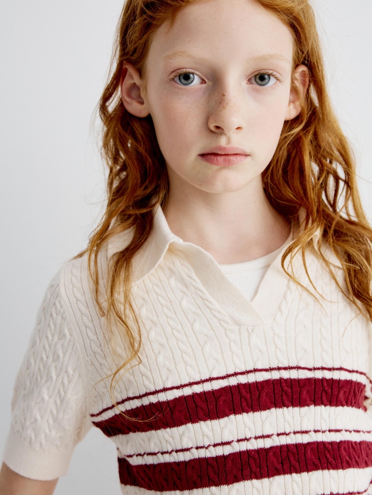 вязаное поло с вышивкой для девочек 4610517206657 в интернет магазине