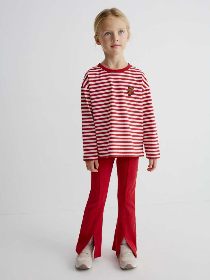 лонгслив с вышивкой для девочек из коллекции  x союзмультфильм от бренда sela вид слева