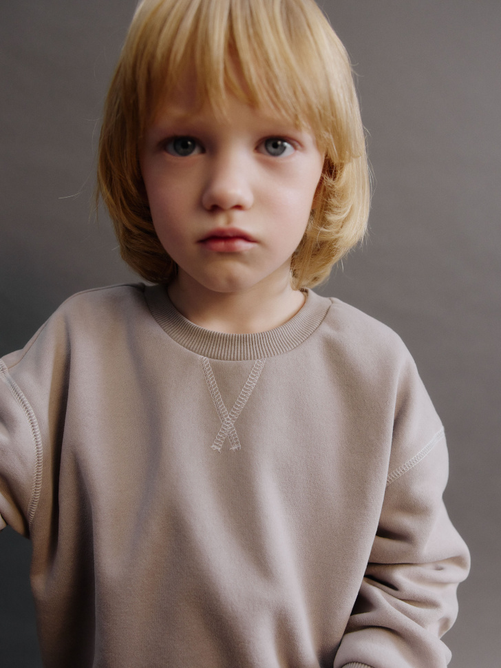 Детский свитшот SELA Оверсайз, бежевый, арт. 33719