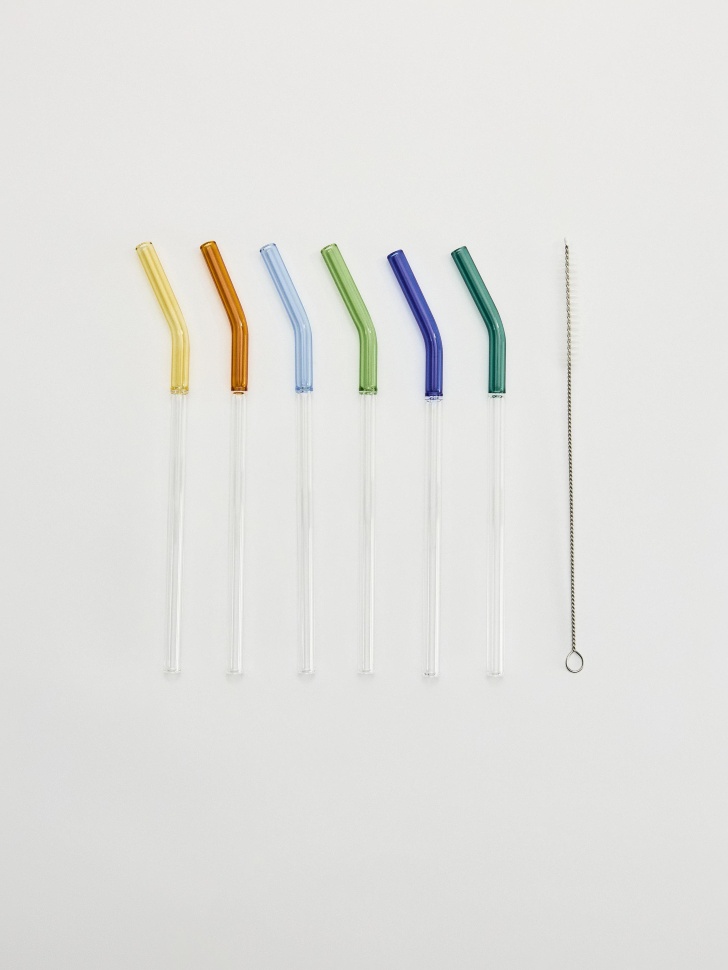 Набор стеклянных трубочек с ершиком, цветной, арт. 16813