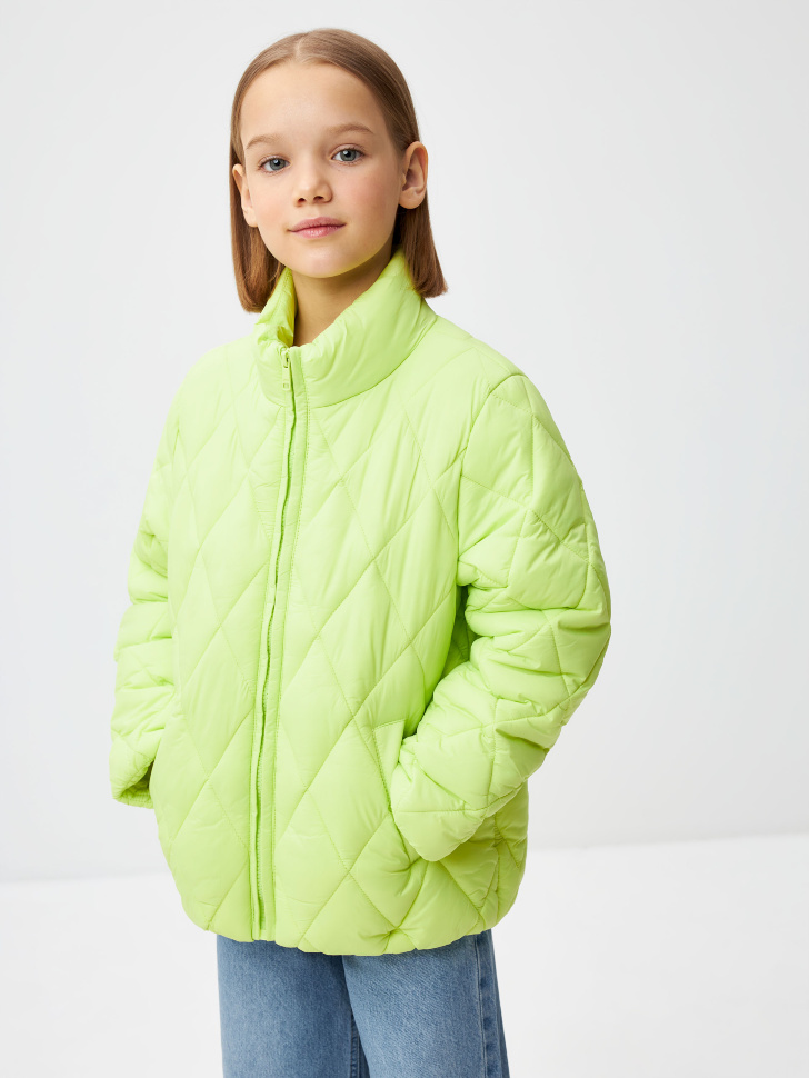 Стеганая куртка для девочек (зеленый, 128) sela 4680168280535 - фото 1