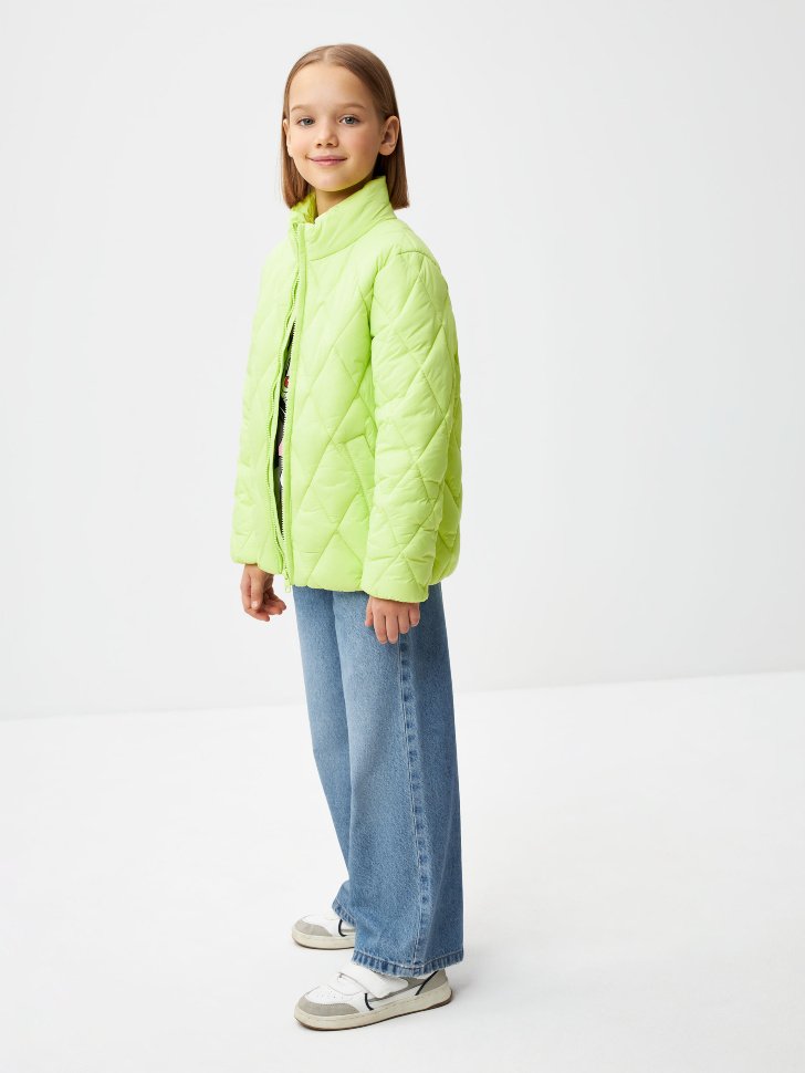 Стеганая куртка для девочек (зеленый, 128) sela 4680168280535 - фото 2