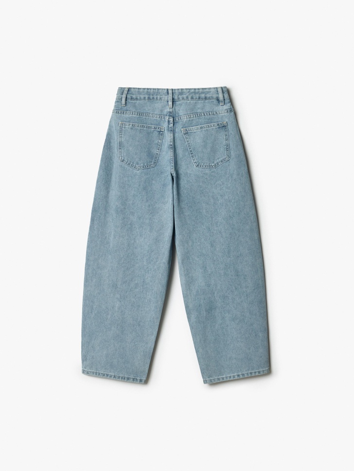 объемные джинсы багги с декором для девочек от бренда sela вид слева