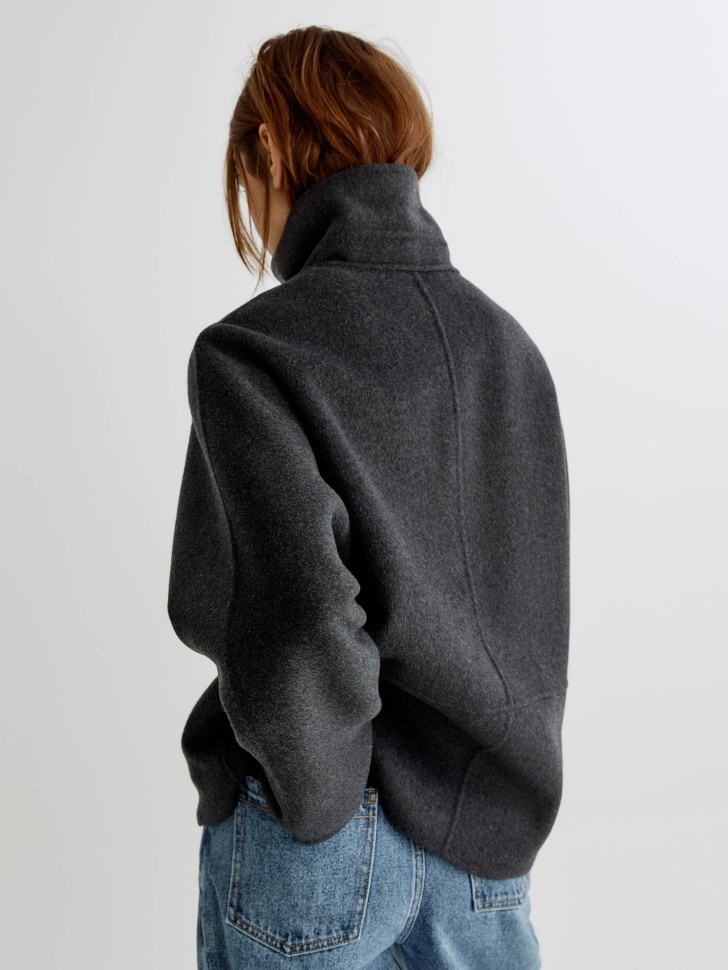 полупальто оверсайз на молнии из смесовой шерсти по цене 9999 руб вид справа