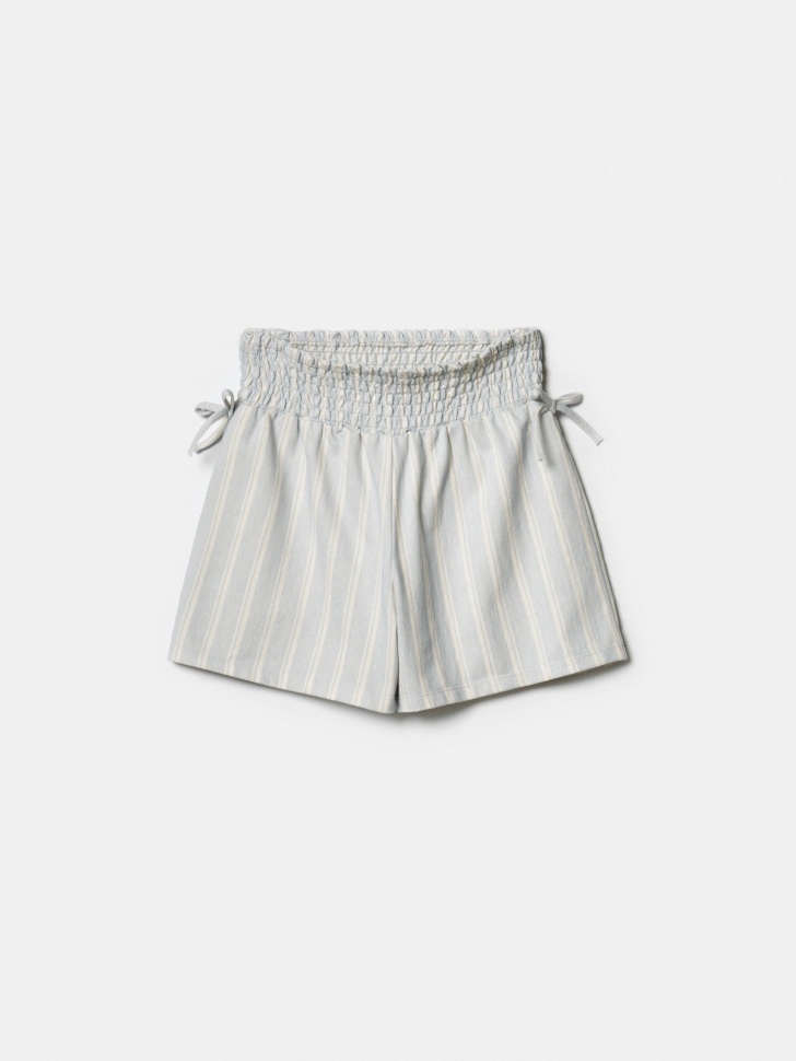 Шорты SELA для девочек в полоску из хлопка, разноцветный, арт. 42969