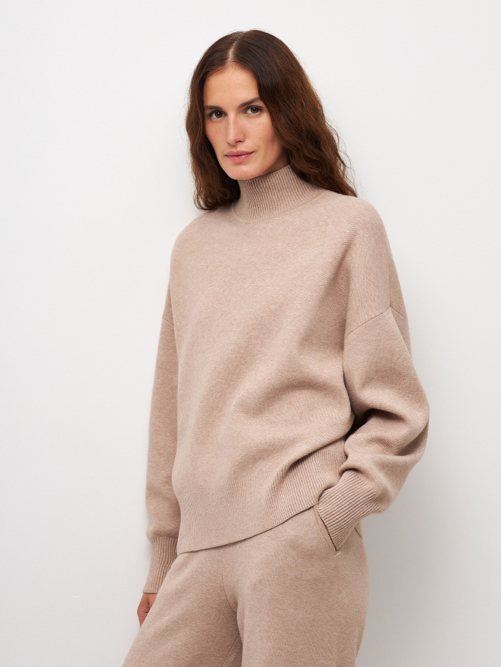 

Джемпер оверсайз с воротником, Коричневый