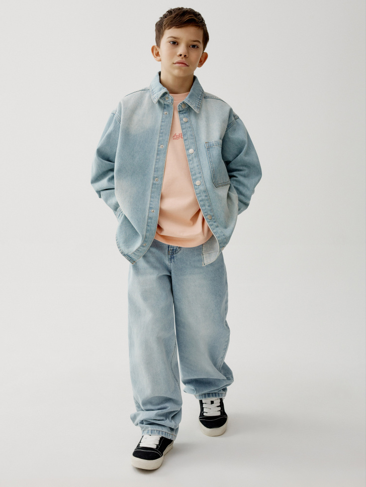 Джинсы Sela Багги детские, голубой, арт. 45398