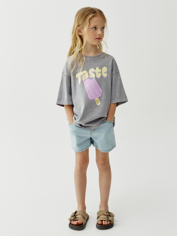 футболка оверсайз с принтом для девочек от бренда sela вид слева