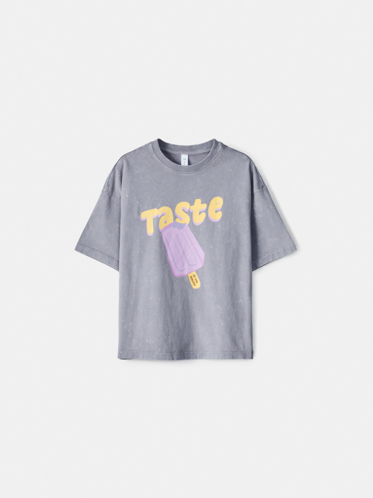 футболка оверсайз с принтом для девочек по цене 899 руб вид справа