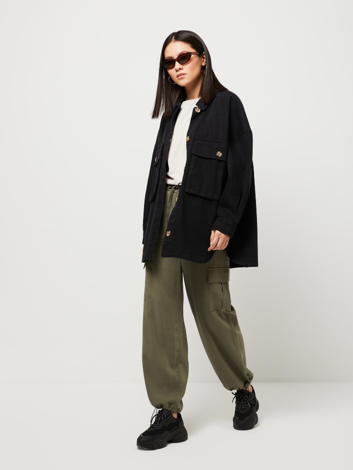 

Вискозные брюки-карго, Зеленый