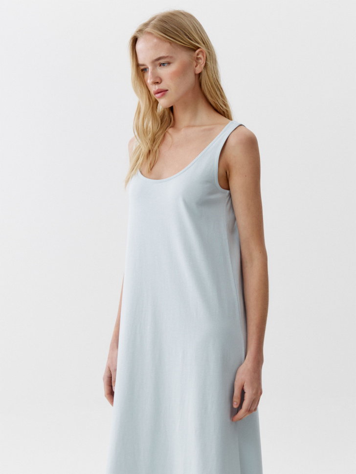 базовое трикотажное платье макси без рукавов от бренда sela вид слева