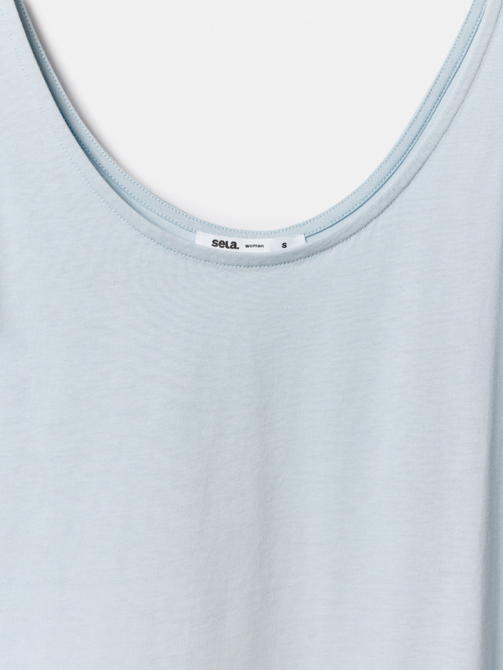 базовое трикотажное платье макси без рукавов из хлопка спереди