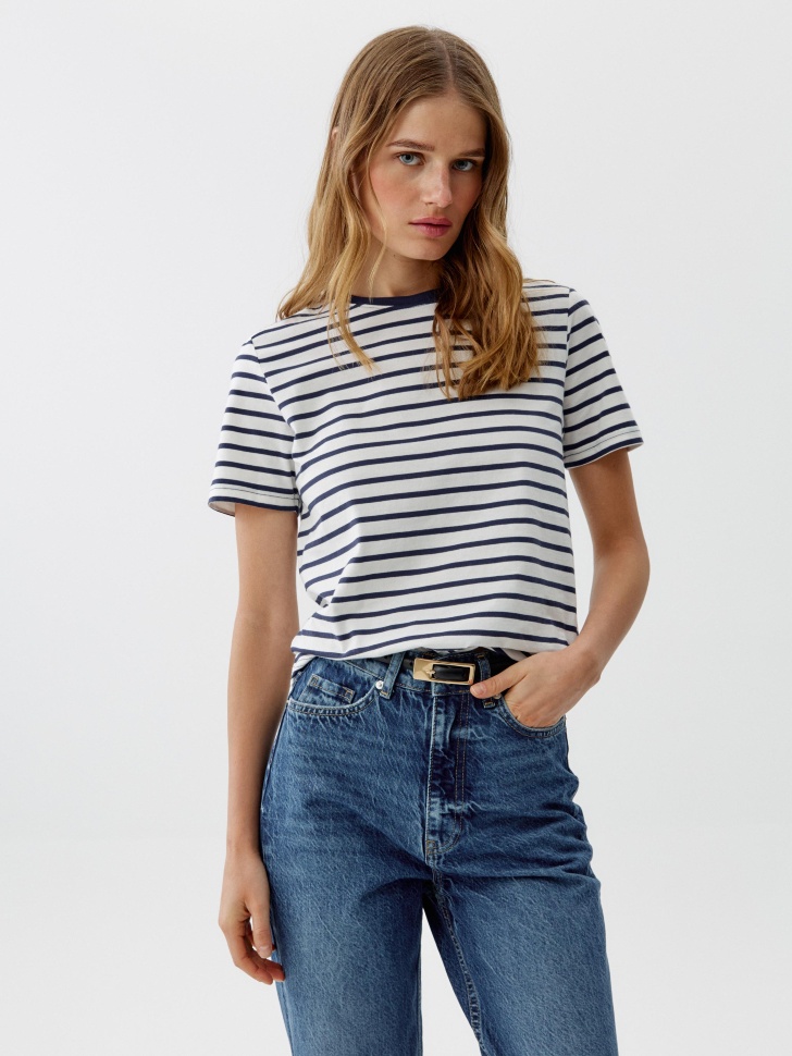 Футболка Sela в полоску прямого кроя, разноцветный, арт. 52123