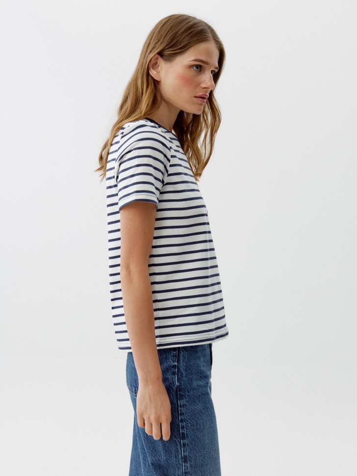 футболка в полоску прямого кроя из россии вид сбоку