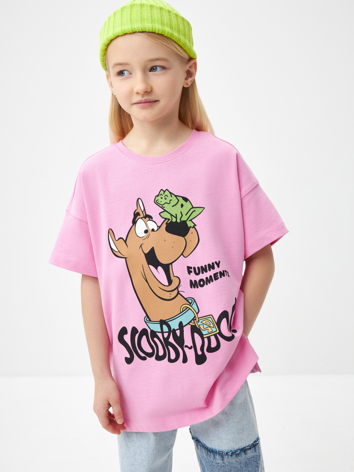 Футболка с принтом Scooby-Doo для девочек (розовый, 128)