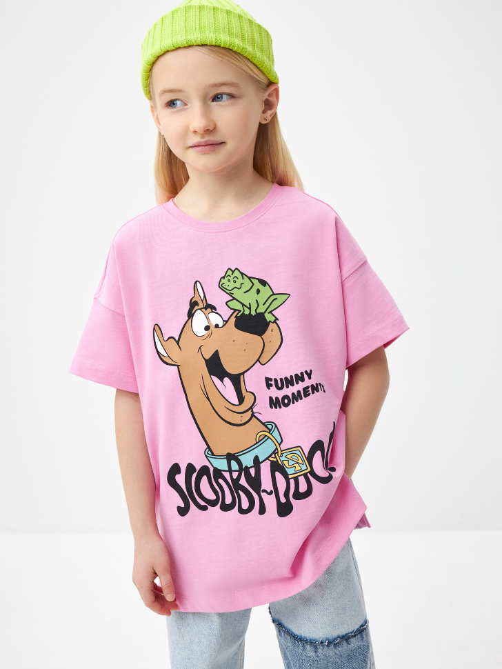 Футболка с принтом Scooby-Doo для девочек (розовый, 164)
