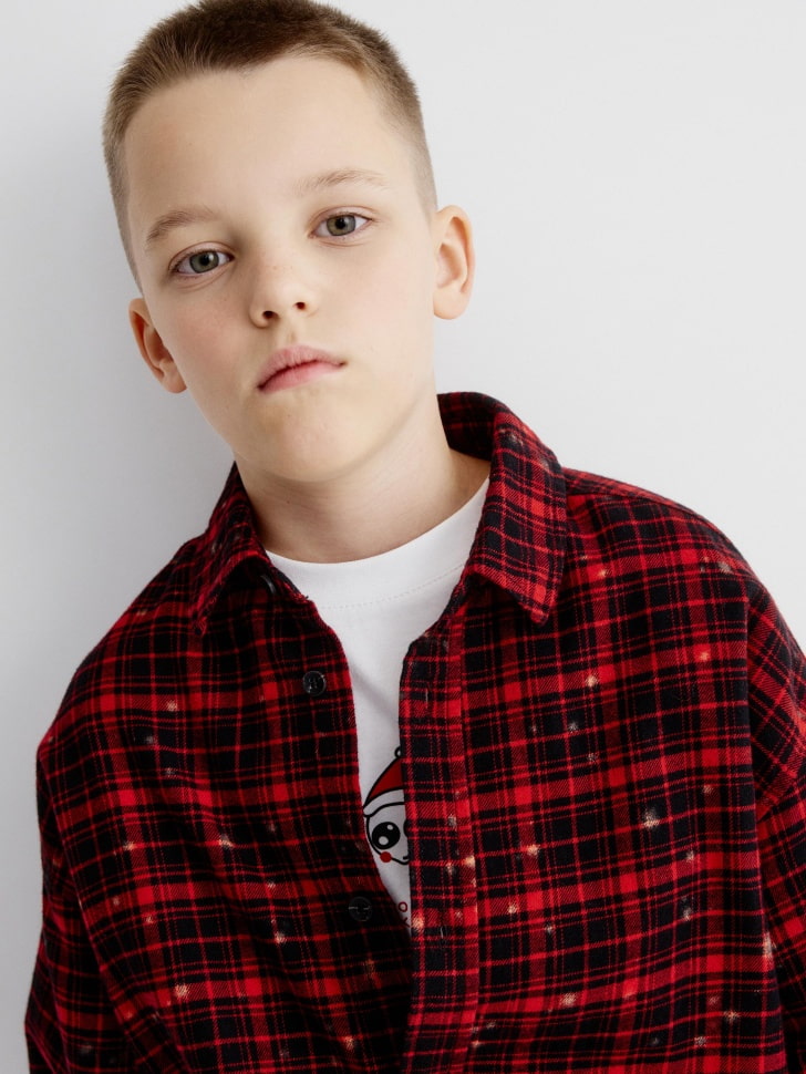 рубашка из твила в клетку для мальчиков 4680798631615 в интернет магазине