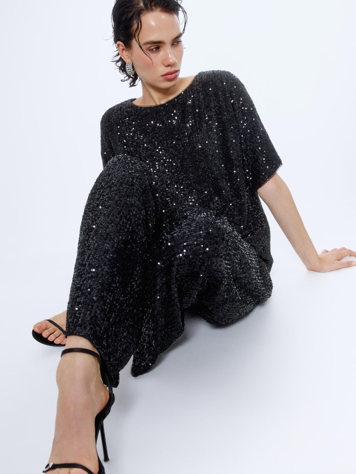 широкие брюки с пайетками 4680798750088 в интернет магазине