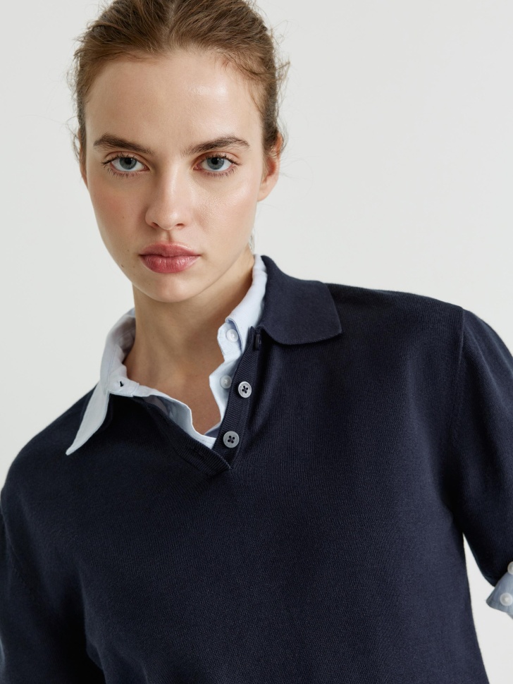 вязаный джемпер с воротником поло 4610517277602 в интернет магазине