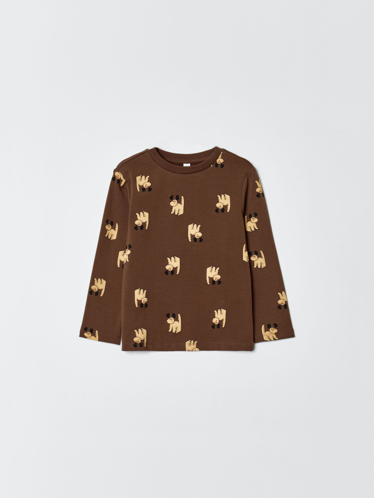 Лонгслив Sela с начесом для мальчиков, коричневый, арт. 34249
