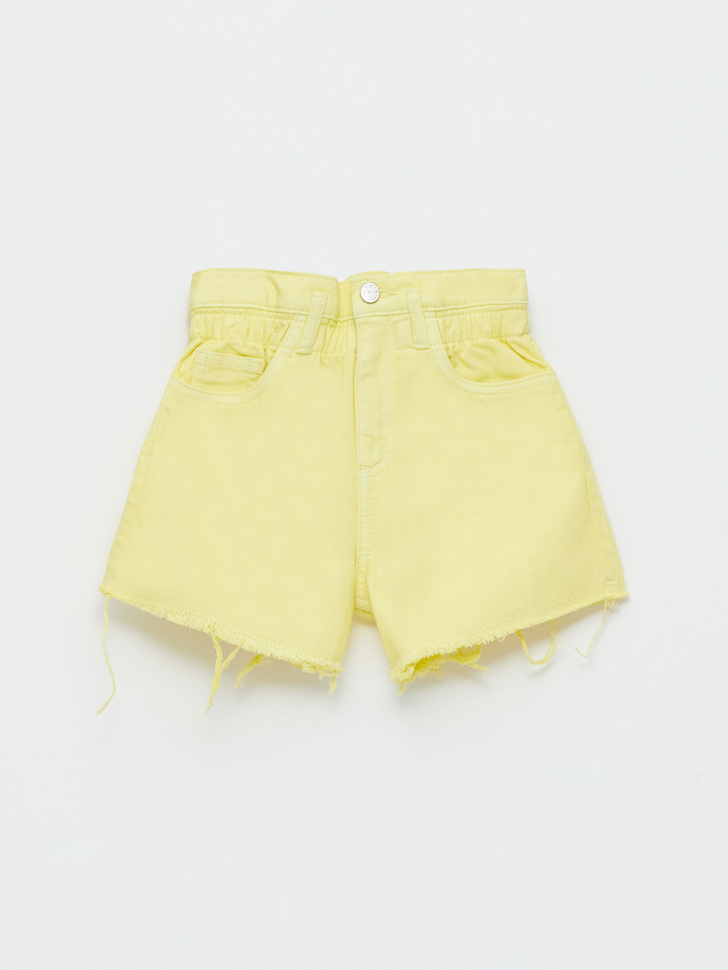 Джинсовые шорты с присборенной талией для девочек (желтый, 104) sela 4680129408305 - фото 2