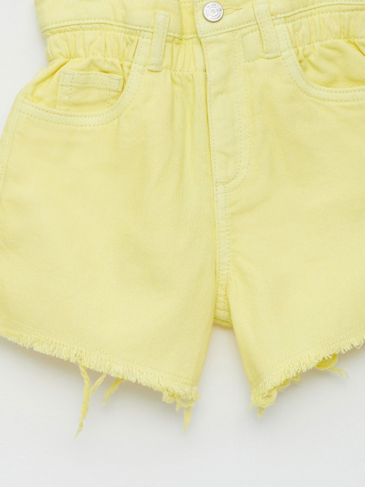 Джинсовые шорты с присборенной талией для девочек (желтый, 104) sela 4680129408305 - фото 3