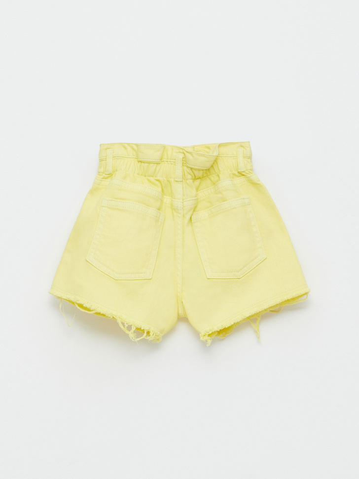 Джинсовые шорты с присборенной талией для девочек (желтый, 104) sela 4680129408305 - фото 4