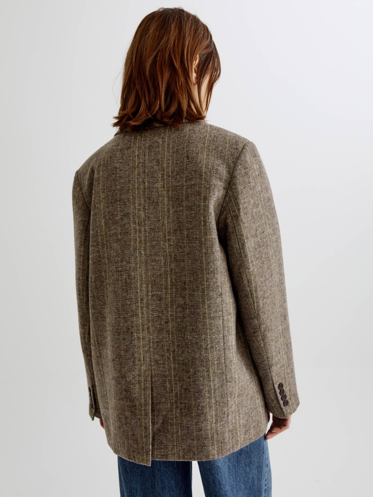 однобортное клетчатое пальто из смесовой шерсти по цене 8999 руб вид справа