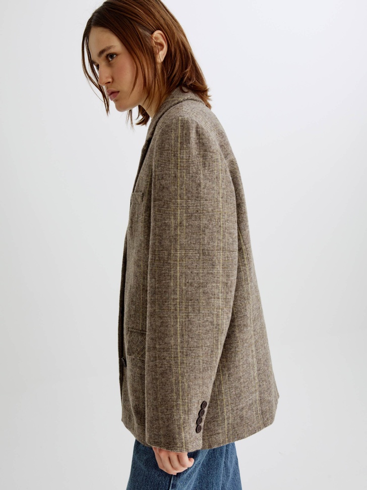 однобортное клетчатое пальто из смесовой шерсти из россии вид сбоку