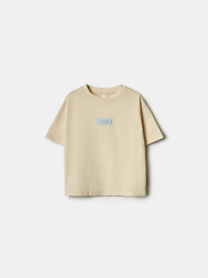 Футболка оверсайз SELA с вышивкой для мальчиков, бежевый, арт. 41398