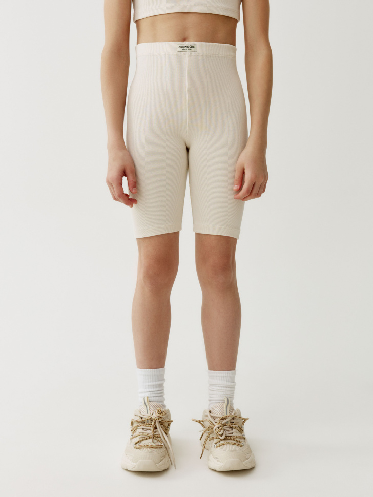 базовые велосипедки с патчем на поясе для девочек от бренда sela вид слева