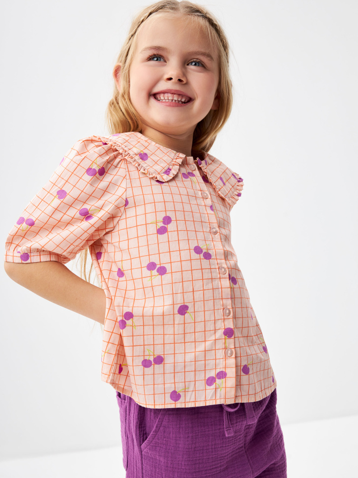 Блузка из с принтом для девочек (розовый, 116) sela 4680168565267 - фото 4